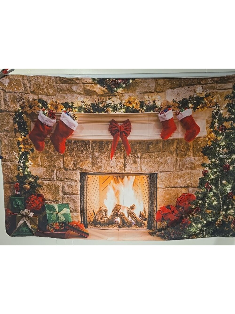 Fabric Backdrop Christmas Fireplace Hearth Lightweight Unbranded 5' x 7'